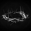 a black and white photo of a crown of thorns